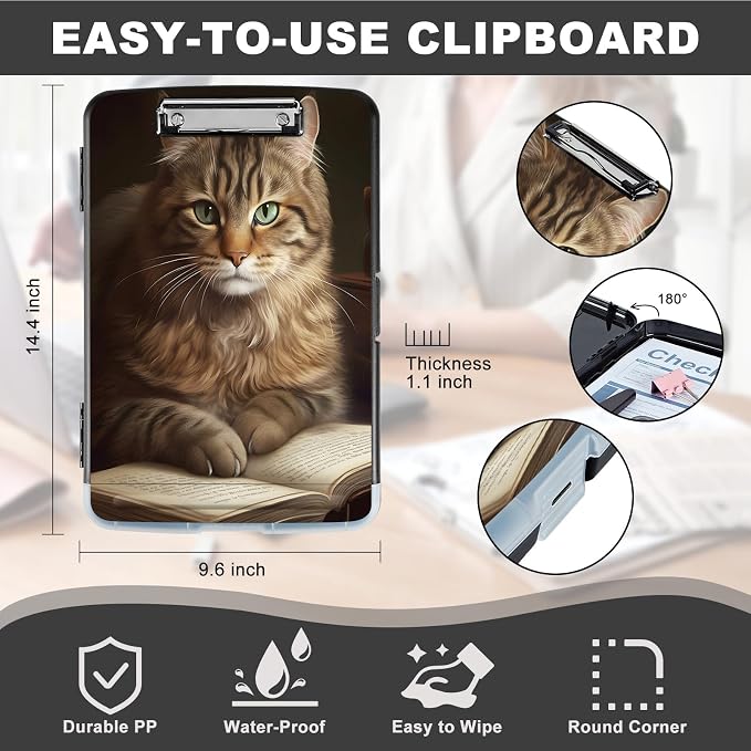 Clipboard with Storage, Storage Clipboard with Pen Holder, Heavy Duty Plastic - Image 2