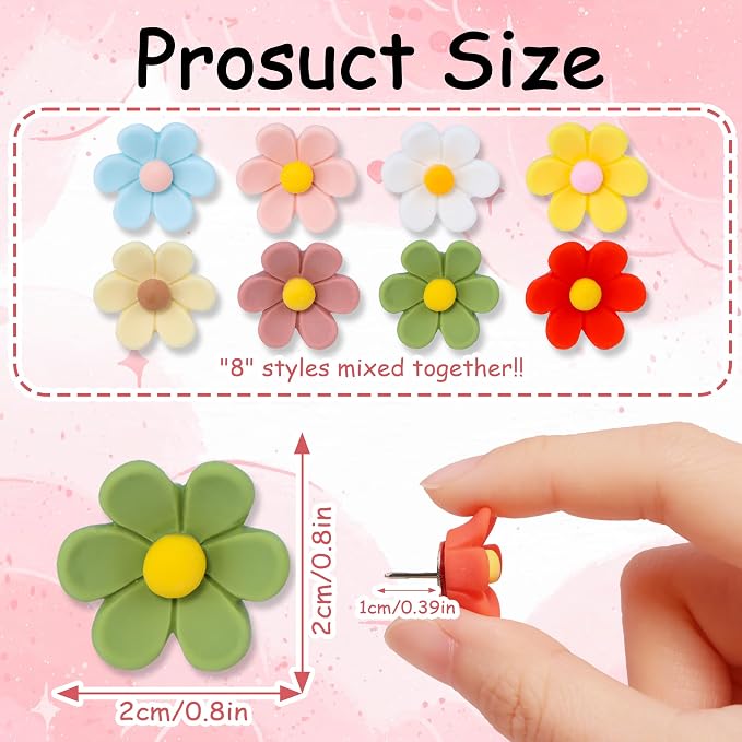 Decorative Cute Push Pins for Bulletin Board, Thumb Tacks, Cork Board Desk Wall - Image 2