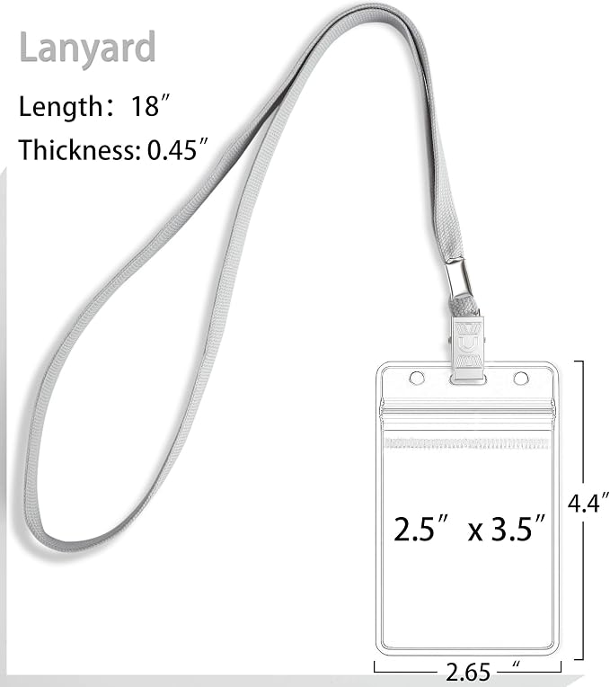 100Pcs Clear Plastic Name Tags Badge ID Card Holders and 100Pcs Black Lanyards - Image 2