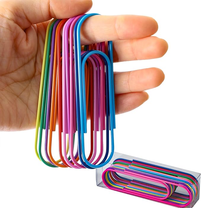 Jumbo Paper Clips, 4 Inches 10 Pcs Large Paper Clip Holder by Timenu