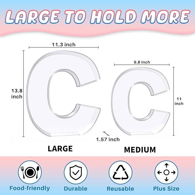 13.8" Extra Large Acrylic Letter Charcuterie Board Box, Reusable Fillable - Image 2