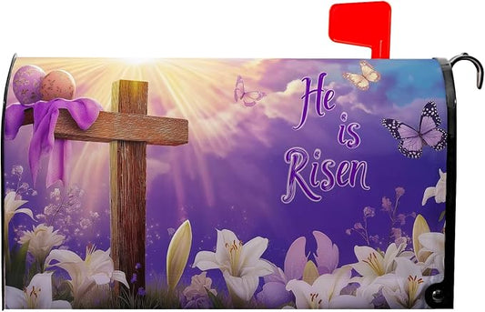 He is Risen Mailbox Covers Magnetic Standard Size Easter Cross Mailbox Cover by farg