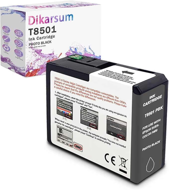 T850 Ink Cartridge Remanufactured T8501 T850100 Ink Cartridge Replacement for Surecolor P800 Printer(Photo Black)-DeskLoop Office