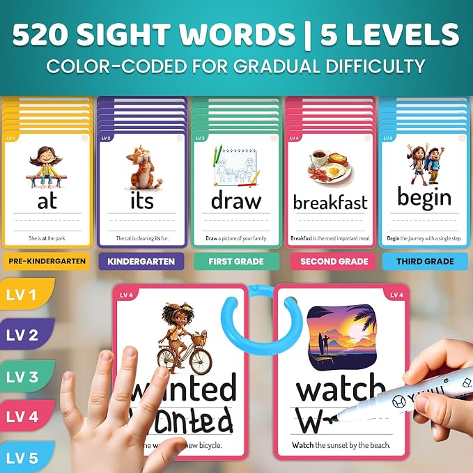 QUOKKA 520 Sight Words Flash Cards - Image 2