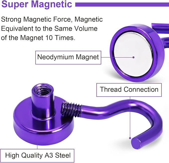 DIYMAG Magnetic Hooks, 30Lbs Strong Heavy Duty Cruise Magnet S-Hook - Image 2