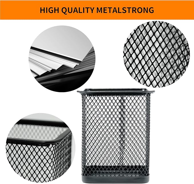 HSYMQ Pen Holder for Desk, Wire Mesh Pencil Cup Holder for Desk Organizer for - Image 4