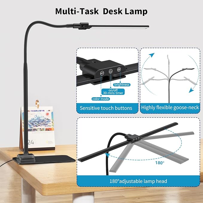 KableRika Desk Lamp Double Light: Bright Led Desk Lights - Image 7