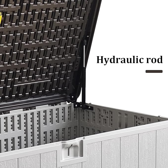 110 Pro Gallon Resin Deck Box, Waterproof Outdoor Storage Bin for Patio, Poolside, and Garden, Lockable & UV-Resistant, Ideal for Small Spaces, Coffee-DeskLoop Office