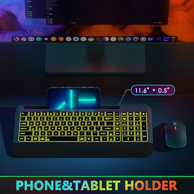 JOYACCESS Wireless Keyboard and Mouse Combo Backlit - Compact Quiet Keyboard with RGB Mouse, Rechargeable, Portable Cordless Keyboard Mouse Set for Mac, Windows, Laptop (Space Gray)-DeskLoop Office