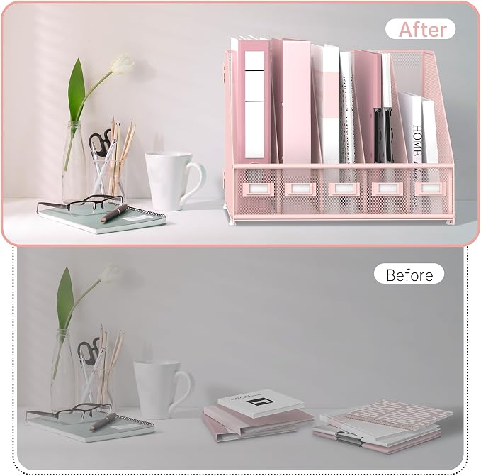 SUPEASY Desk Organizers Metal Desk Magazine File Holder - Image 6