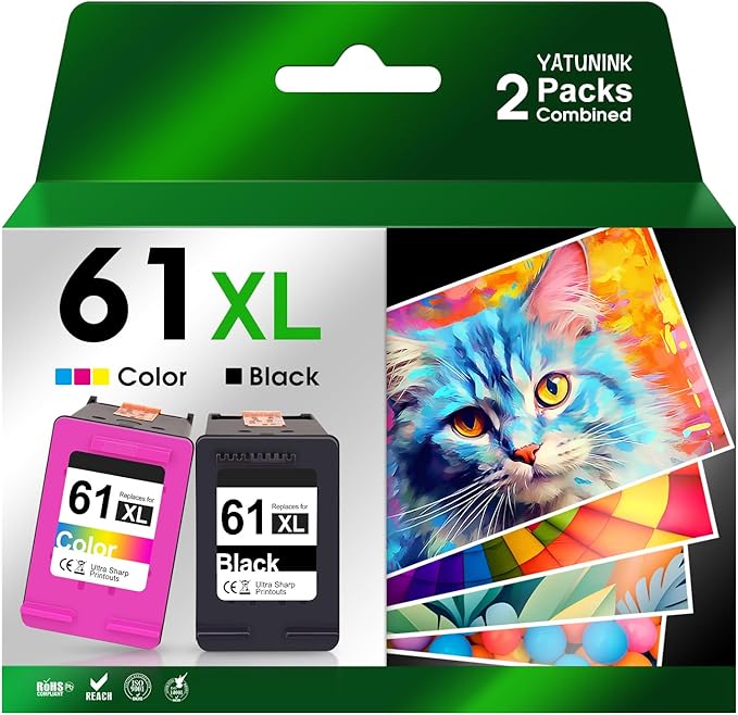 XL 61 Ink Cartridge Combo Pack Compatible for HP Ink 61 XL Works with HP Envy 4500 4501 OfficeJet 2620 2621 OfficeJet 4630 DeskJet 1000 (2 Packs)-DeskLoop Office