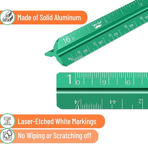 Mr. Pen- Small Architectural Scale Ruler, 6 Inch, 2 Pack | Green and Orange - Image 3