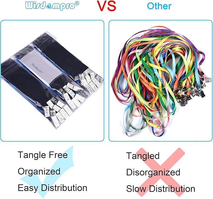 Wisdompro Lanyard with Bulldog Clip, 30 Pack of 17 inch Flat Nylon Neck Lanyard - Image 6