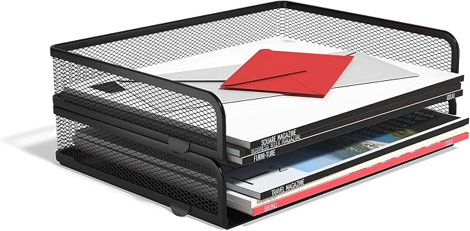 TRU RED Side‑Load Stackable Metal Letter Tray, Matte Black, 4/Carton – - Image 3