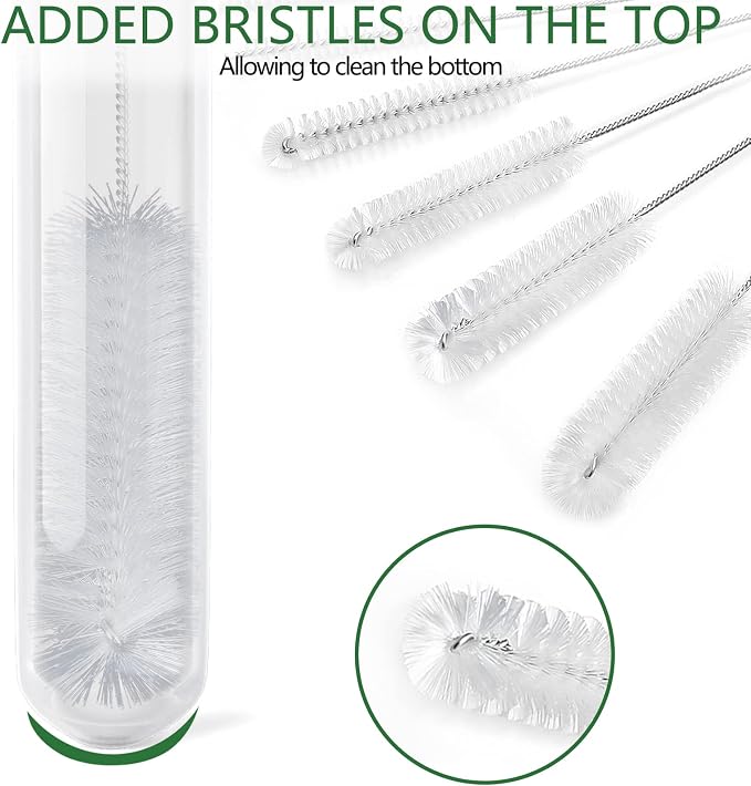 CiaraQ Bottle Cleaning Brushes, 8 Inch Nylon Tube Brush Set | White Cleaner - Image 5