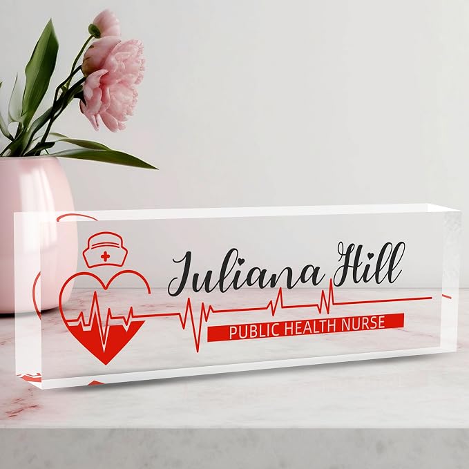 Personalized Name Plate for Desk, Nurse Office Decor for Women and Men by AeekdookWoodenPuzzles