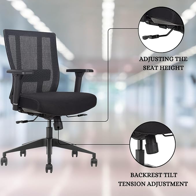 Bitchair Ergonomic Mesh Conference Room Chair - Adjustable Lumbar Support Computer Desk Chair with Height Adjustable Arms - Seat Depth Adjustable Office Chair - (Black) (Pack of 4)-DeskLoop Office