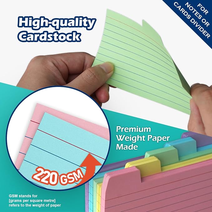 100 Pack Tabbed Index Cards 3x5 Lined Index Card Dividers - Image 4