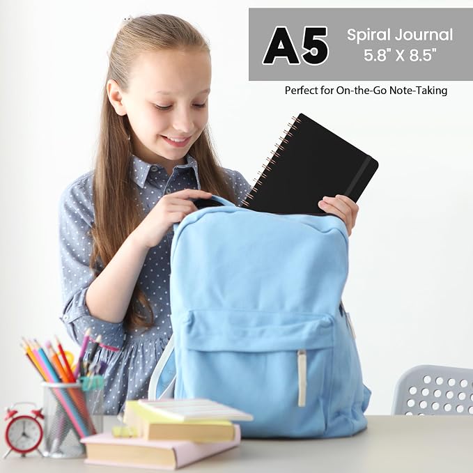 CICPAP Lined Spiral Journal Notebook, A5 College Ruled Notebook - Image 6