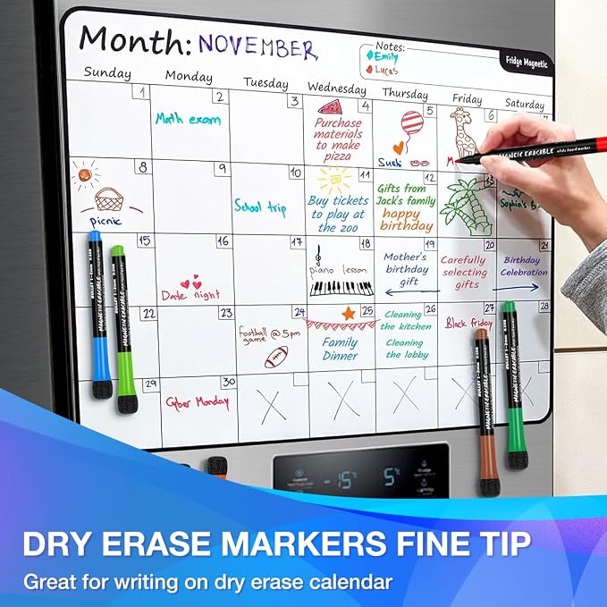 Magnetic Dry Erase Markers Fine: 12 Colors Erasable Whiteboard Markers Fine - Image 5
