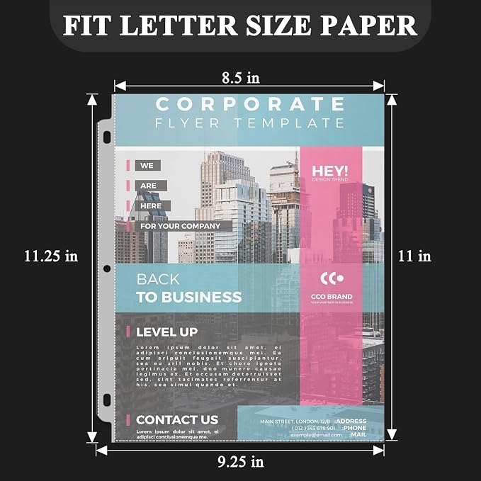 Clear Sheet Protectors for 3 Ring Binder, Plastic Sleeves for Paper 8.5x11 - Image 2
