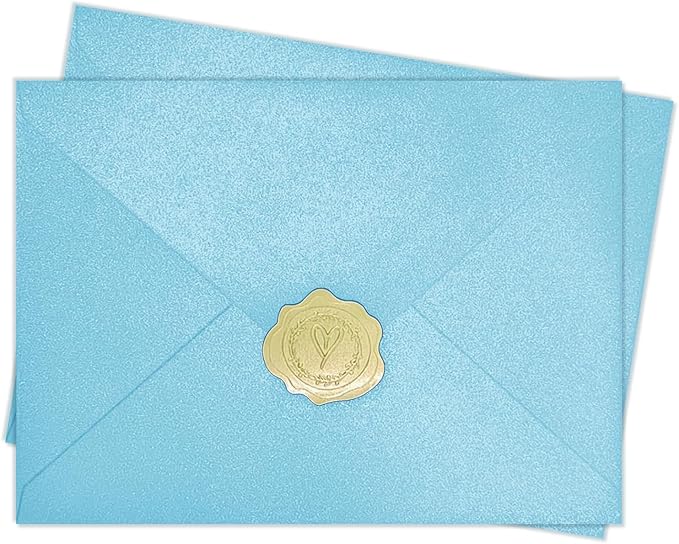 YINUOYOUJIA 50 PCS Sparking Blue Envelopes A7, 5 x 7 white Shimmer Envelopes by YINUOYOUJIA