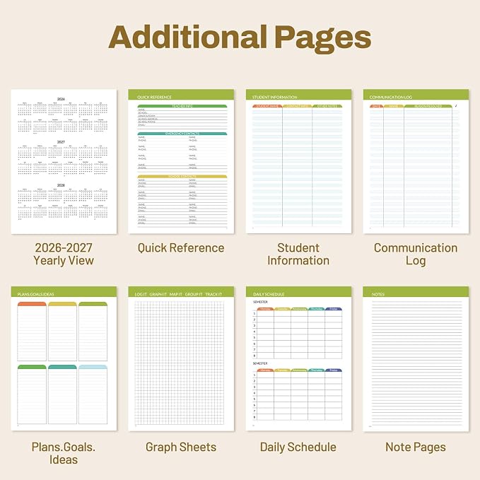 SUNEE Teacher Planner 2026-2027 Academic Year, 7 Periods Lesson Plan Book Jul - Image 5