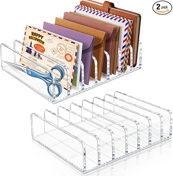 Vowcarol 2 Packs Acrylic Mail Organizer 7 Slots Cash Tray by Vowcarol