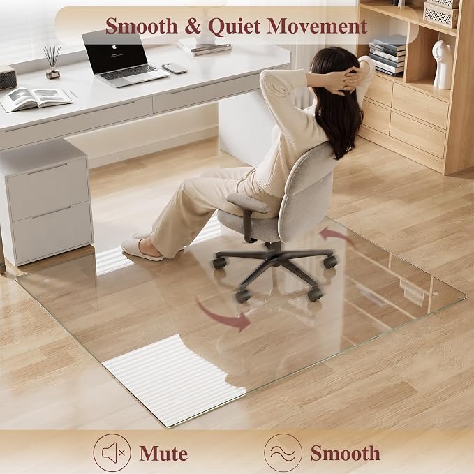 Tempered Glass Office Chair Mat, Heavy Duty 0.2" Thick Computer Chair Mat - Image 4
