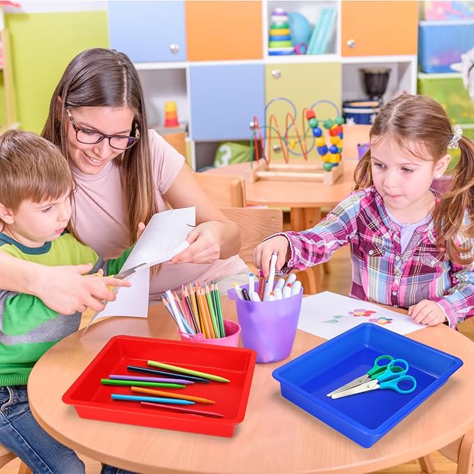 ShineMe Plastic Paper Trays for Classroom, 6 Pack Colorful Classroom Turn in - Image 7