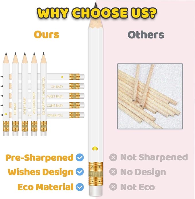 50Pcs - Baby Shower Sharpened Half Pencils - Image 2