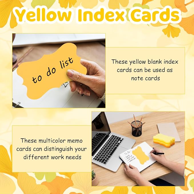 150 Pcs Yellow Blank Index Cards 3x5 Inch Study Notecards Blank Flash Cards - Image 4