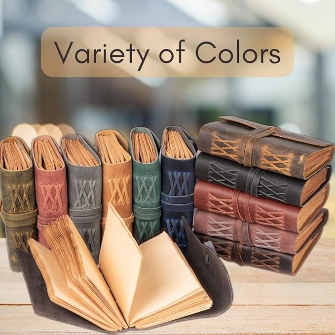 LEATHER VILLAGE Leather Bound Journal - Black, 8"X6", 220 Pages - Vintage Blank Paper Diary for Writing, Drawing, Sketchbook, and Travel Notebook - Ideal for Women and Men