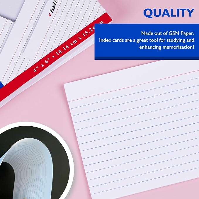 BAZIC Products White Ruled Index Cards, 4 x 6 in, 100 Ct, study notes, - Image 5