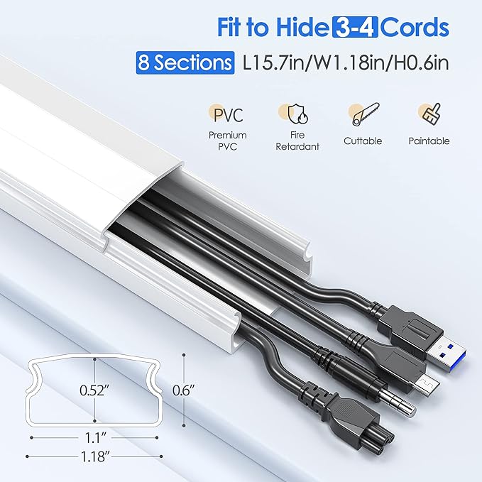 Yecaye 125in Cord Hider, Large Cord Covers - Image 2