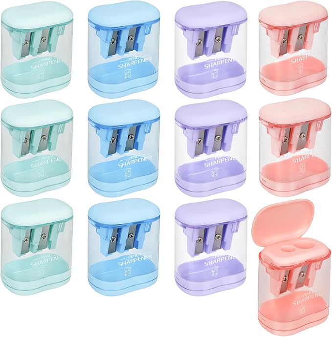 Pencil Sharpener 12pack Handheld Dual Hole Color Pencil Sharpeners by Jovanssen