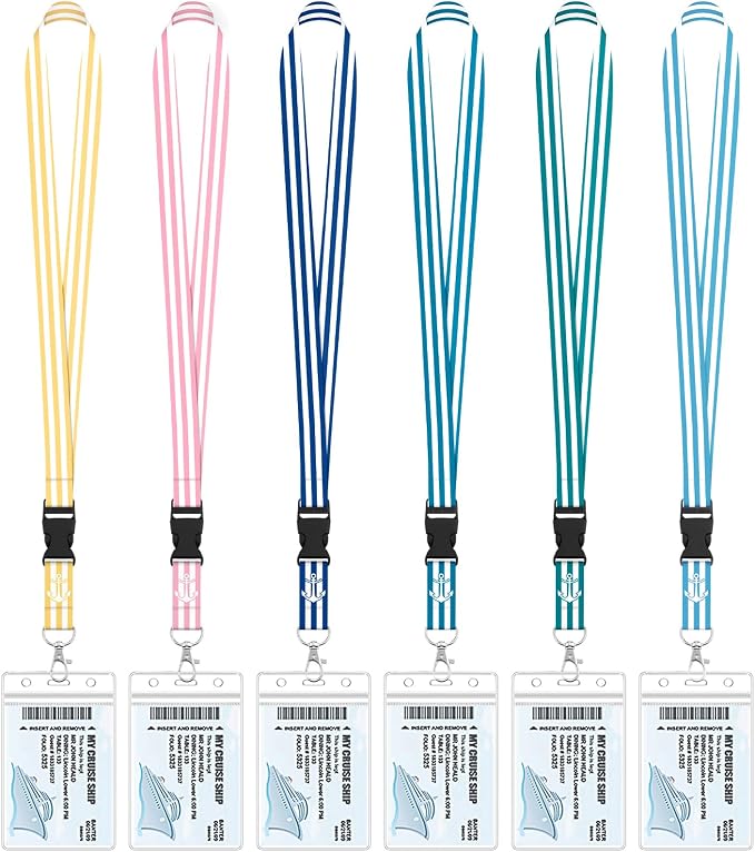 6 Pack Lanyards for Cruise Ship Cards by Prudiut