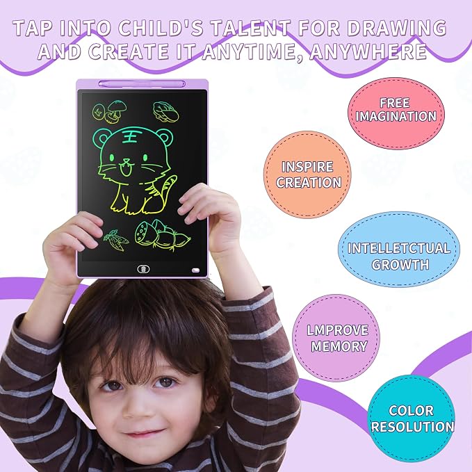 Genialba LCD Writing Board 10 Inches, Colourful Electronic Tablet, Portable - Image 6