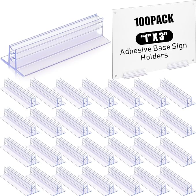 Fulmoon 100 Pcs Sign Holder, Adhesive Base Sign Holders Multiple Uses by Fulmoon
