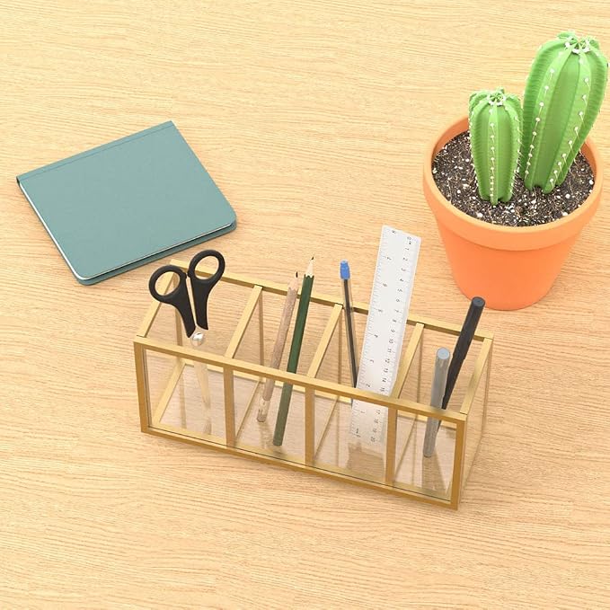 NIUBEE Acrylic Pen Holder 4 Compartments - Image 6