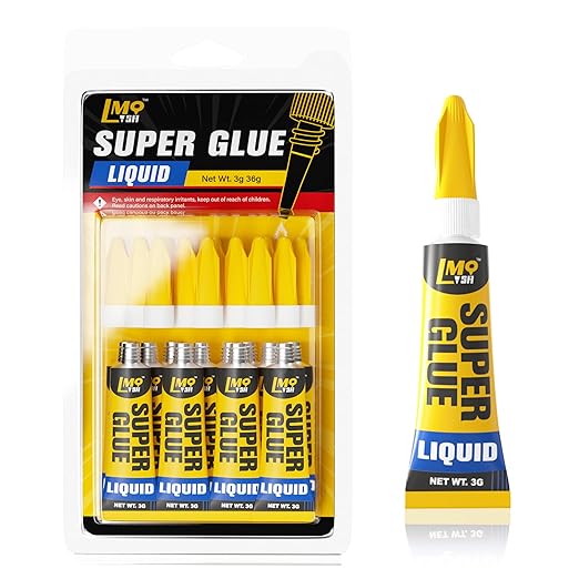 12×3g Mini Super Glue Clear Liquid, All Purpose Single Use Superglue Heavy Duty Strong for Plastic Ceramic Glass Metal Repair, Instant Cyanoacrylate Adhesive Bonding Wood Miniatures 3D Print-DeskLoop Office