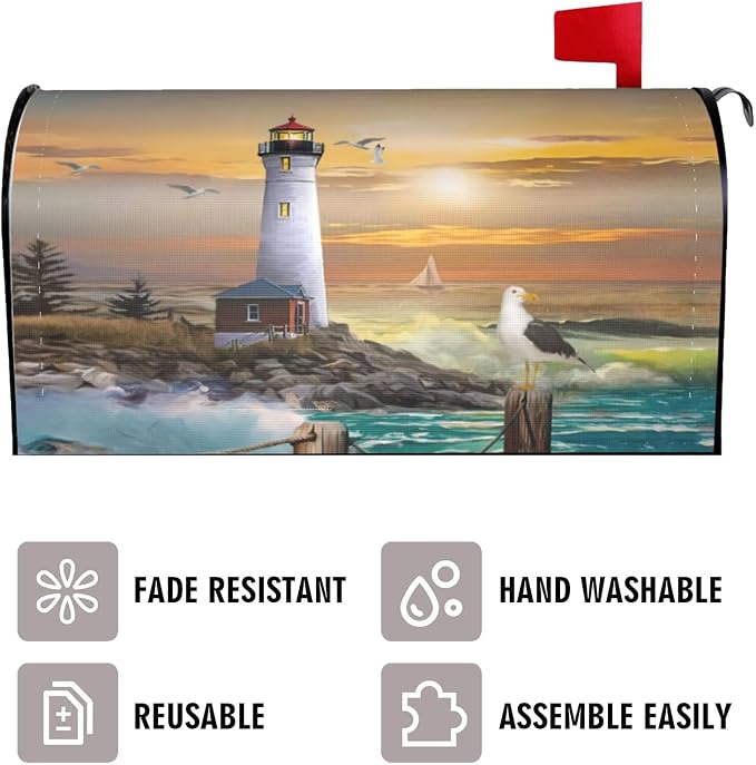 Lighthouse Magnetic Mailbox Cover, Outdoor Mail Cover Letter Post Box, 18x21 in - Image 4