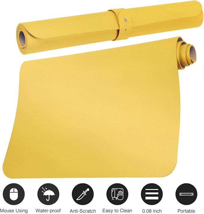 Boutilon Leather Desk Pad Protector, Non-Slip Mouse Pad, Laptop Desk Pad - Image 2