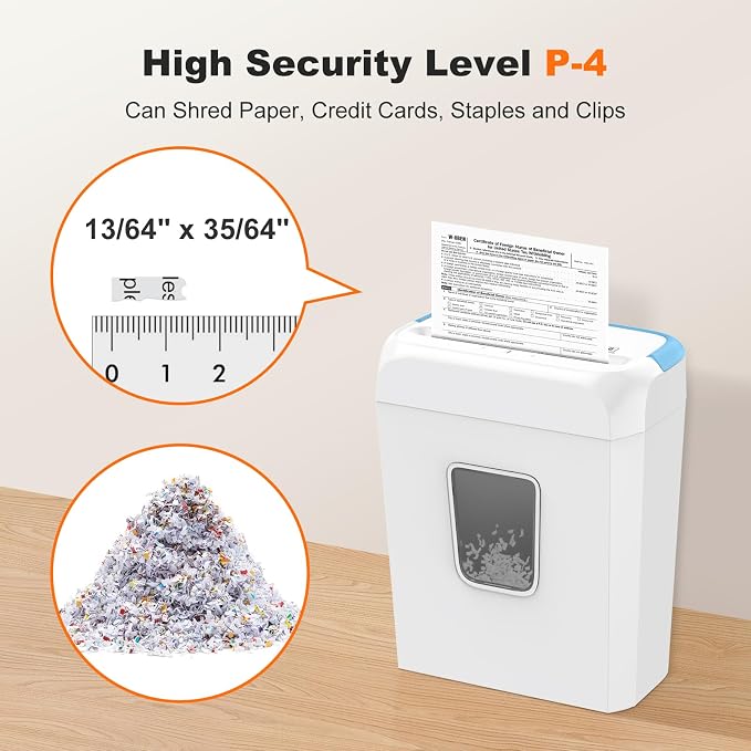 Bonsaii Paper Shredder for Home Use, 3.4 Gal Wastebasket, 6 Sheet Crosscut - Image 2