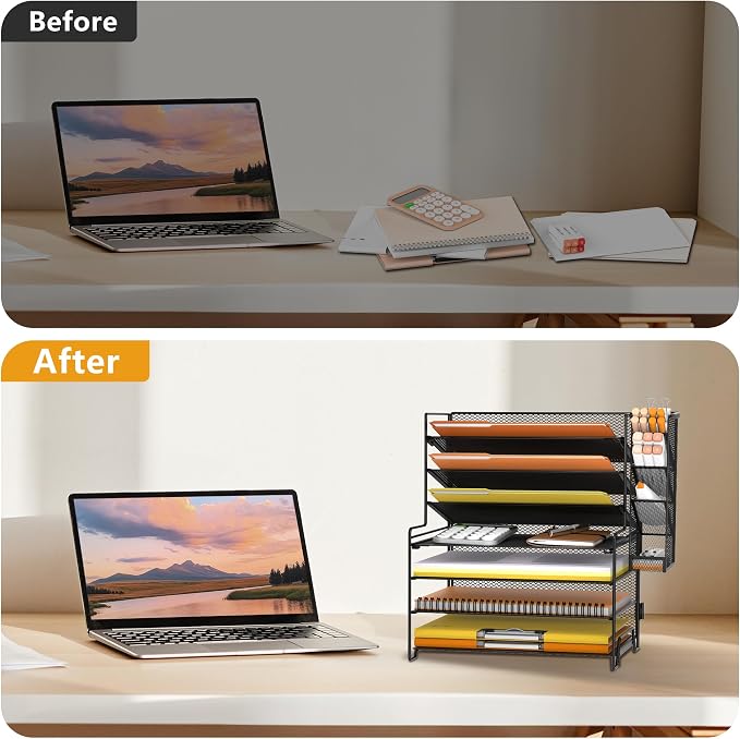 SUPEASY 7 Tier Desk Organizer, Desk File Organizer - Image 7