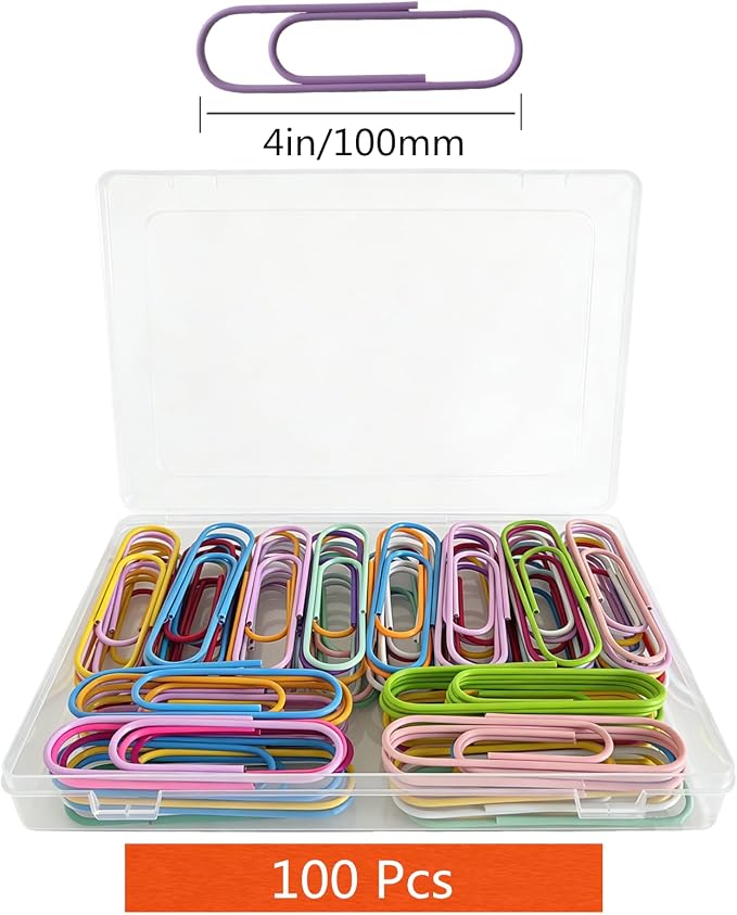 100 Pcs Jumbo Paper Clips 100mm/4 Inches Large Colored Big Papeclips - Image 2
