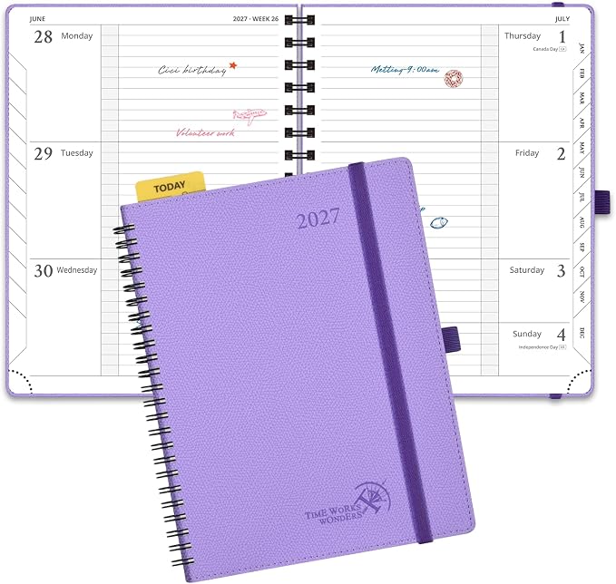 POPRUN 2027 Planner, 6.75" x 8.75" Weekly Calendar Book, Daily Appiontment Book by POPRUN