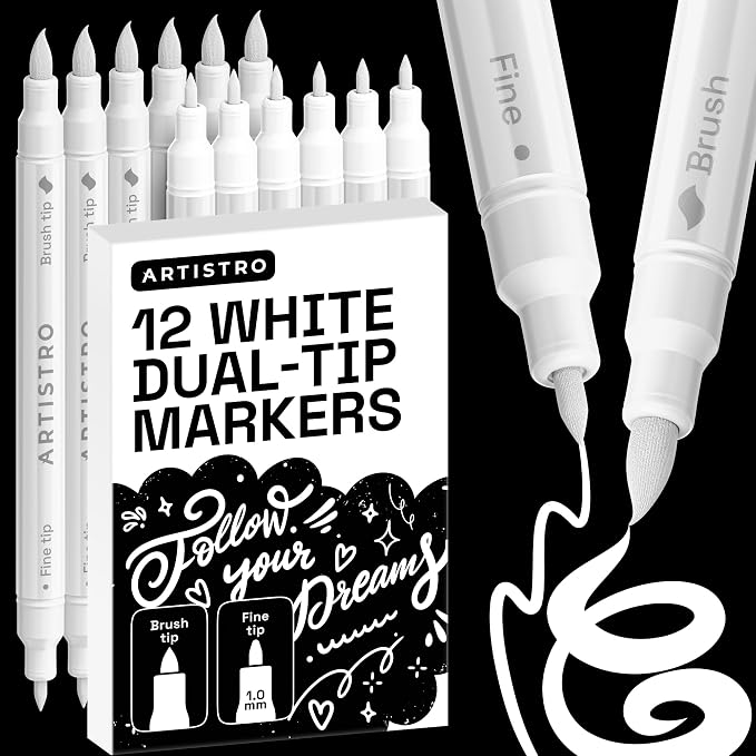 ARTISTRO 12 White Acrylic Paint Markers by ARTISTRO
