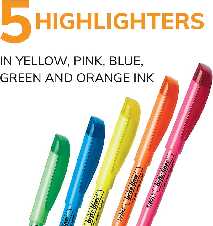 BIC Brite Liner Highlighters, Chisel Tip, School Supplies - Image 6