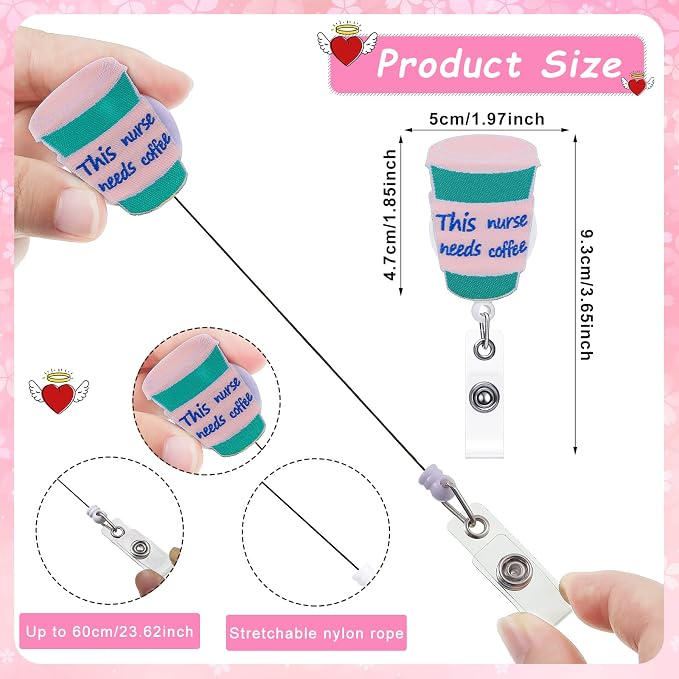 Zonon 8 Pcs Nurse Badge Reels Pediatric Badge Reels Cute Felt Retractable Funny - Image 2